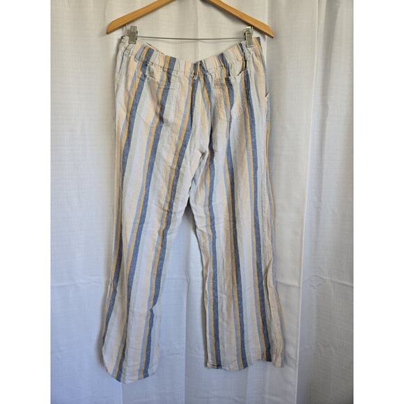 Just Living Womens Large Linen Blend Stripe Wide Leg Pants Coastal Pants Beachy - Picture 2 of 9